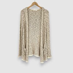 MOTH Anthropologie Striped Knit Hooded Open Front Cardigan Size XS